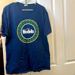 Vintage Modelo Navy Blue Large T-Shirt - Fruit of the Loom - Y2K Beer